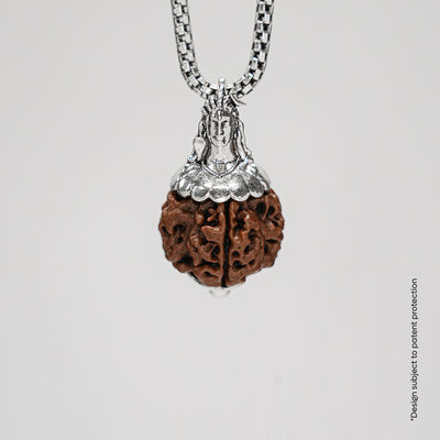 Adiyogi Pendant (4 Mukhi Nepali Rudraksha) With Chain