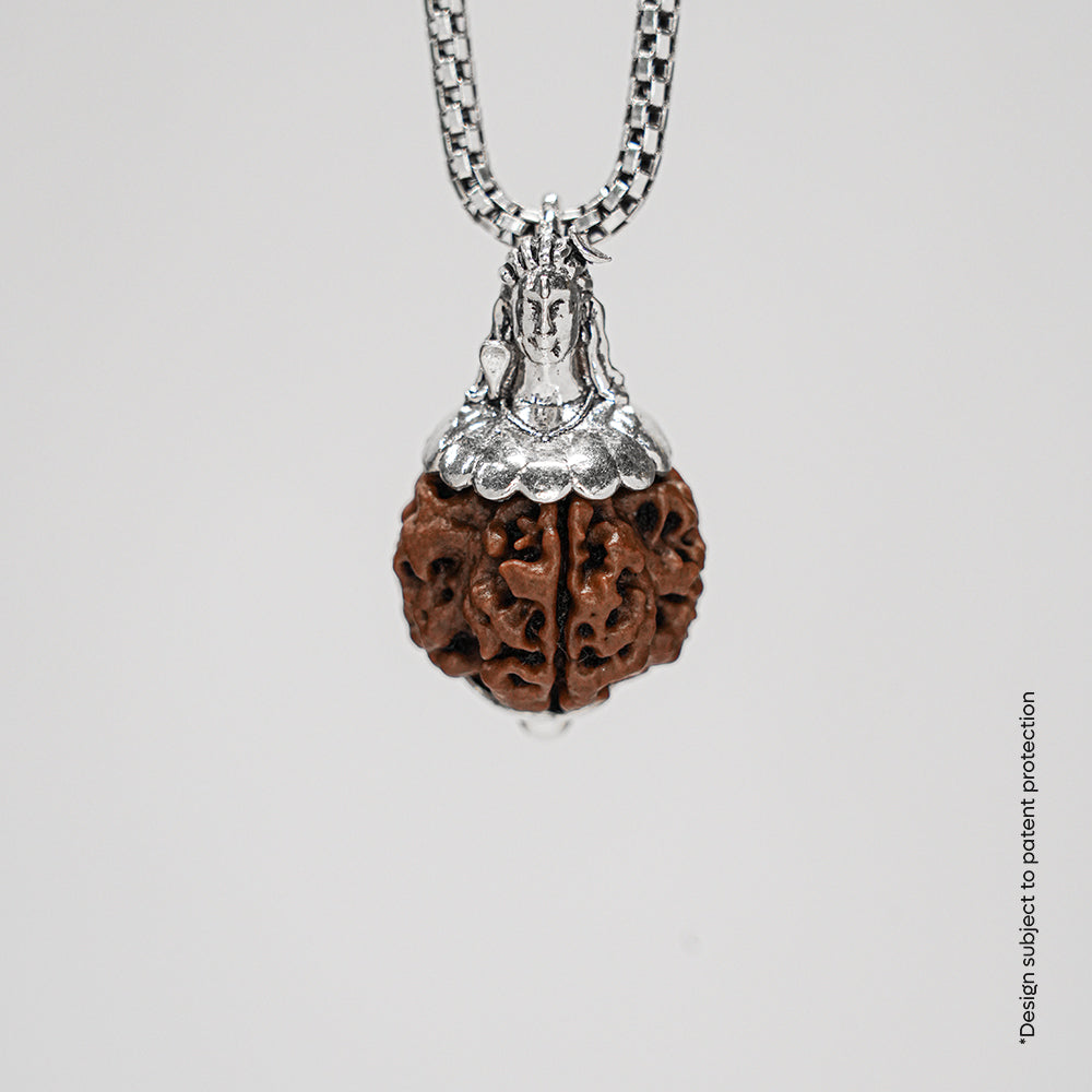 Adiyogi Pendant (4 Mukhi Nepali Rudraksha) With Chain
