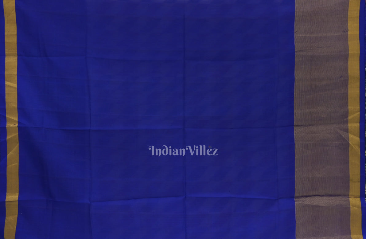 Off White Blue Pochampally Ikat Handloom Silk Saree