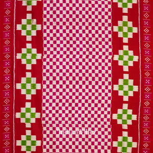 Red Rani Pasapali Theme Odisha Ikat Contemporary Silk Saree