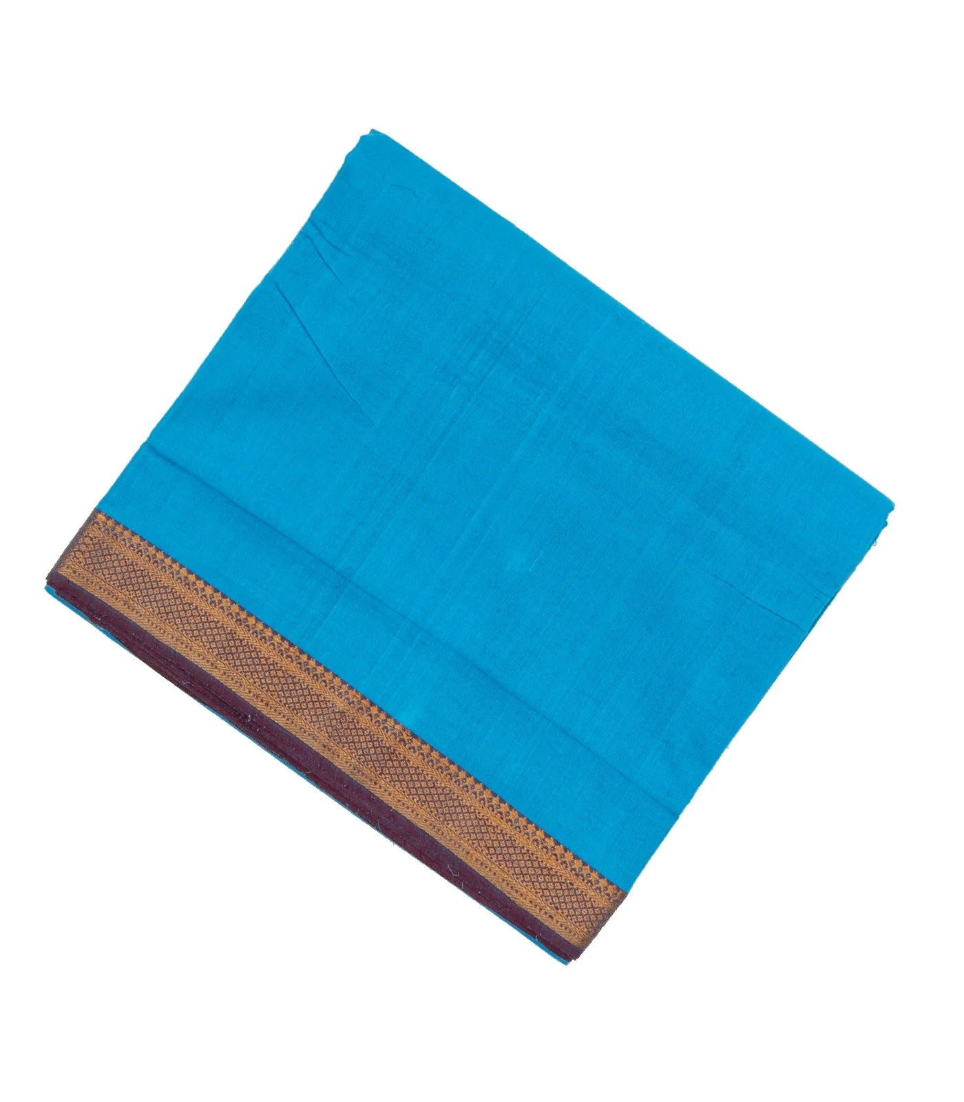 Sky Blue Handloom Plain Mangalagiri Cotton Saree With Zari Border
