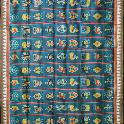 Teal Blue Nabakothi Odisha Ikat Khandua Silk Saree