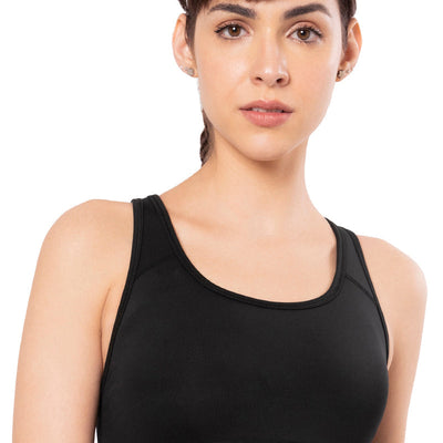 Energize Medium Impact Round Neck Sports Bra - Jet Black
