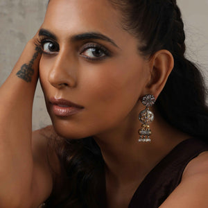 trueBrowns Silver Gold Tone Kundan Earrings
