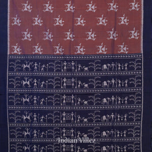 Brown Tribal Odisha Ikat Pure Sambalpuri Cotton Saree