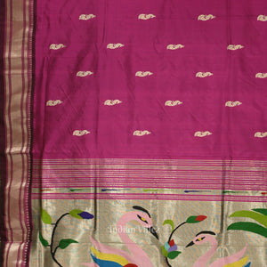 Exclusive Purple Wine Peacock Butti Paithani Silk Saree