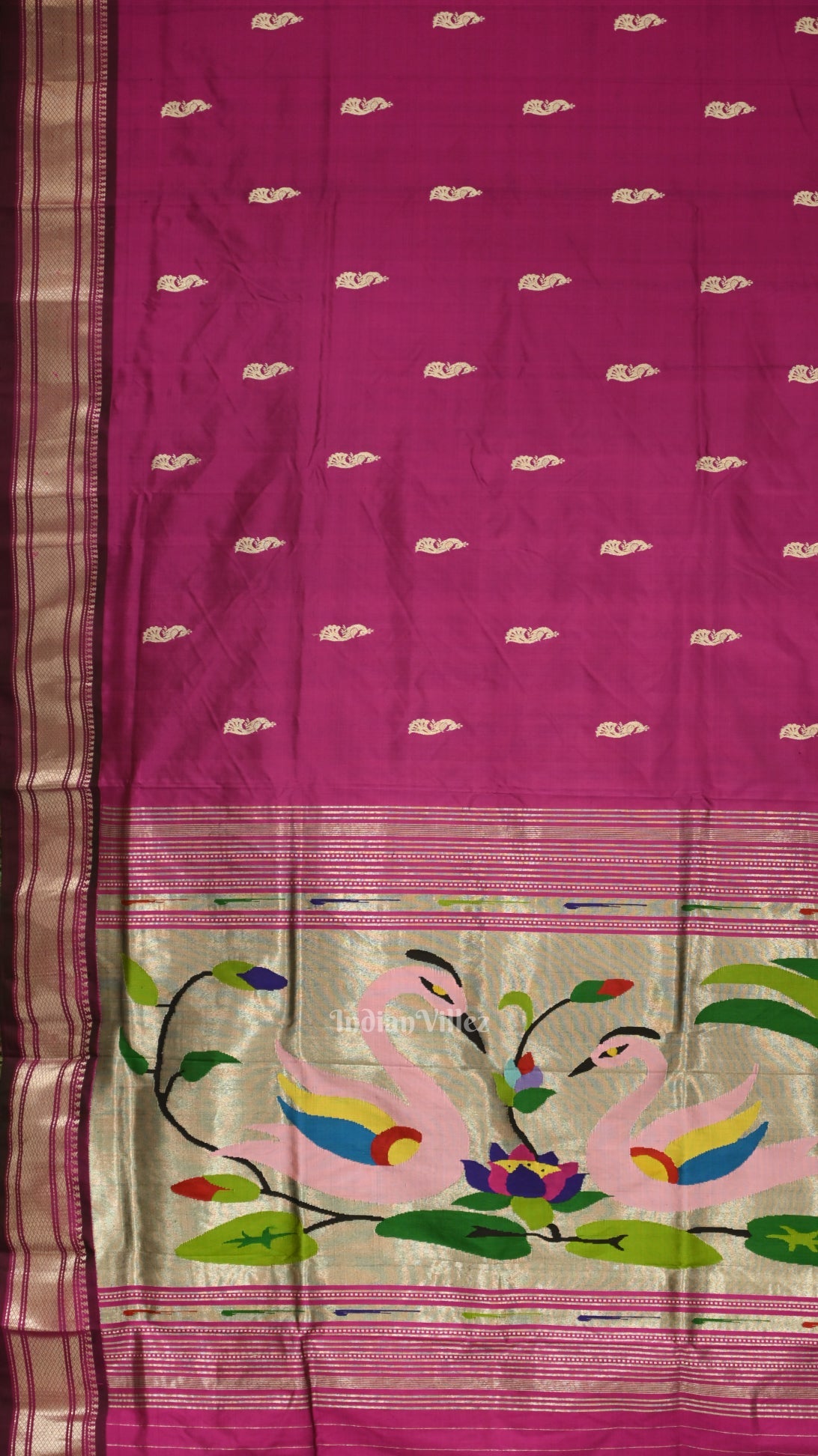 Exclusive Purple Wine Peacock Butti Paithani Silk Saree