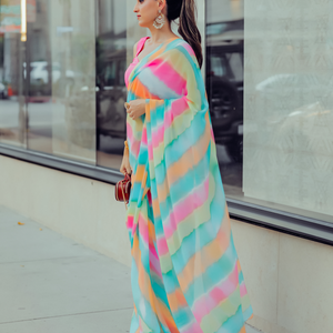 Jazzy Mix Leheriya Pure Chiffon Saree