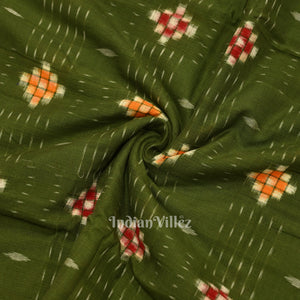 Mehendi Green  Odisha Ikat Sambalpuri  Pasapali Cotton Fabric