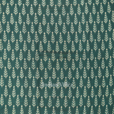 Dark Green Leaf Motif Sambalpuri Odisha Ikat Cotton Fabric