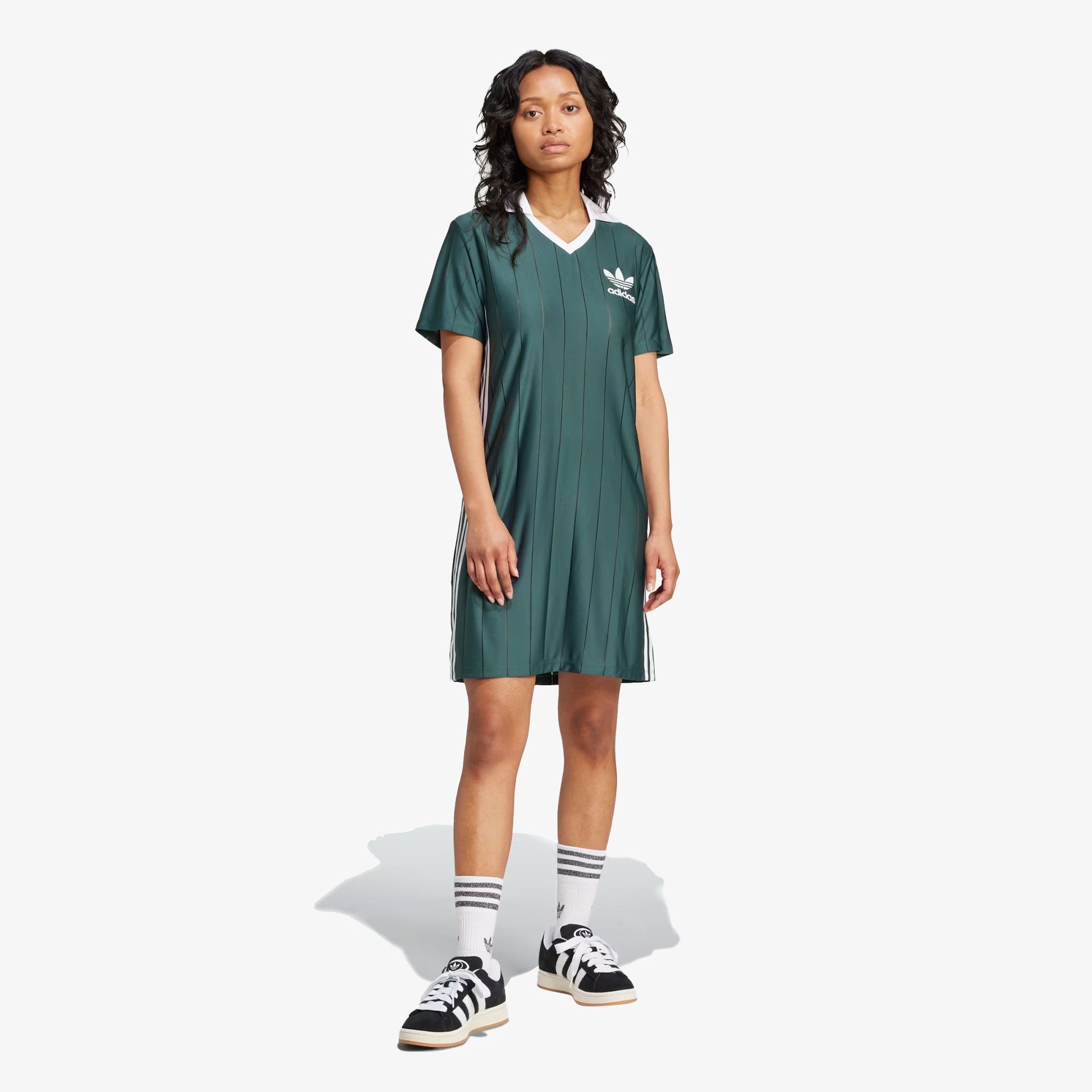 ADIDAS ORIGINALS | ADICOLOR 3-STRIPES PINSTRIPE DRESS { MINERAL GREEN