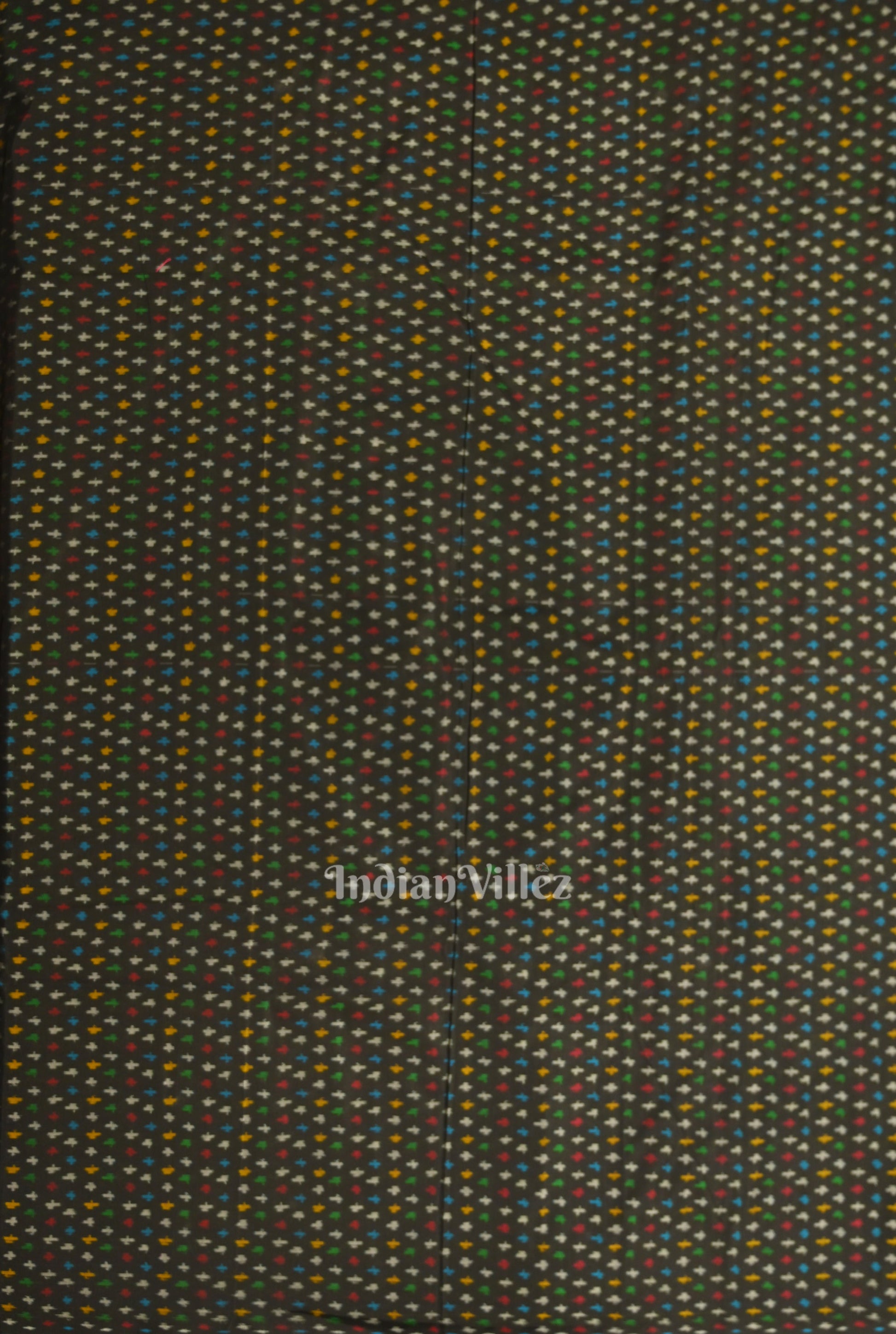 Exclusive Black Pochampally Ikat Silk & Cotton (Sico) Fabric