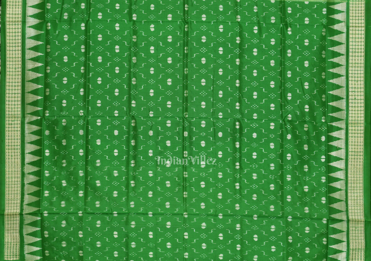 Black Green Konark Theme Sambalpuri Silk Saree