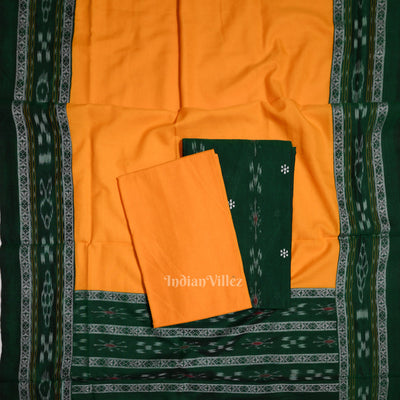 Green Yellow  Flower Buti Sambalpuri Cotton Dress Set with Dupatta