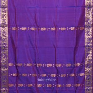 Purple Dual tone Handwoven Baluchari Silk Saree