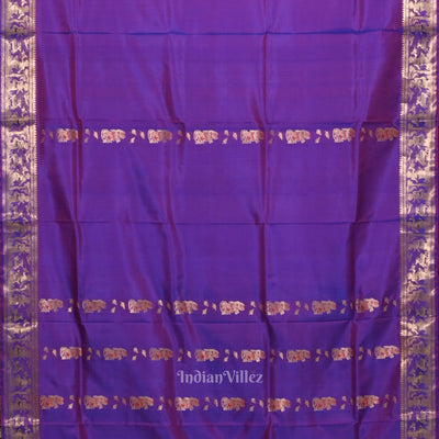 Purple Dual tone Handwoven Baluchari Silk Saree