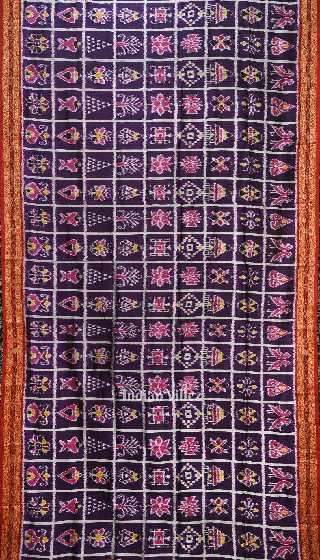 Dark Purple Nabakothi Odisha Ikat Khandua Silk Saree