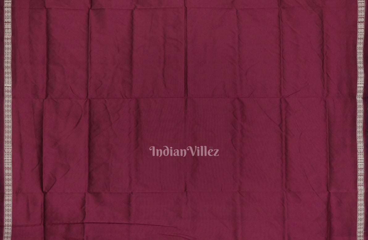 Black Magenta Single Butta Design Odisha Ikat Bomkai Silk Saree