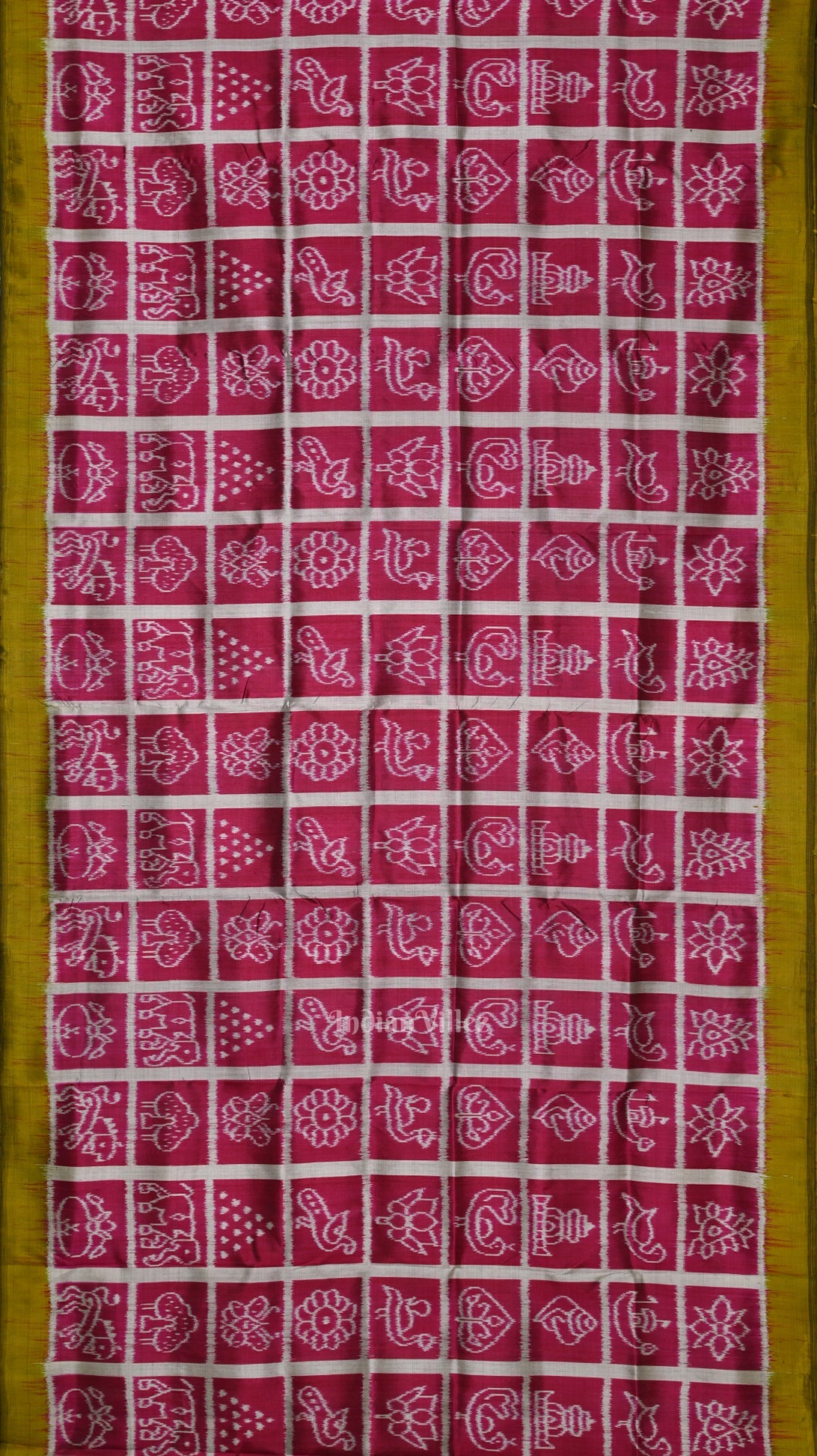 Magenta Pink Olive Green Nabakothi Contemporary Designer Silk Saree