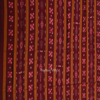 Maroon Yellow Odisha Ikat  Sambalpuri Dress Material & Dupatta