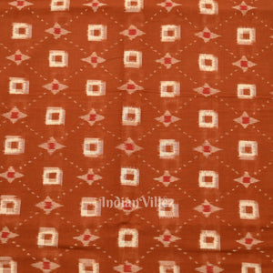 Brown Pasapali Sambalpuri Ikat Cotton Fabric