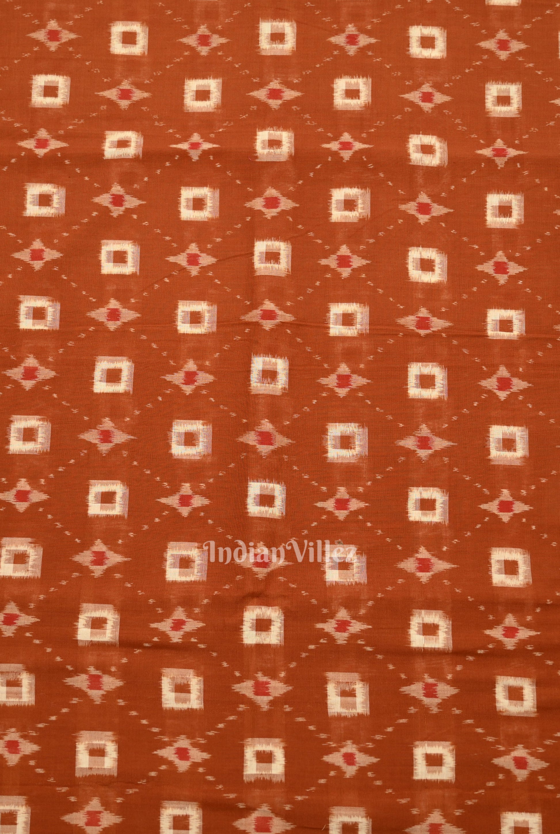 Brown Pasapali Sambalpuri Ikat Cotton Fabric