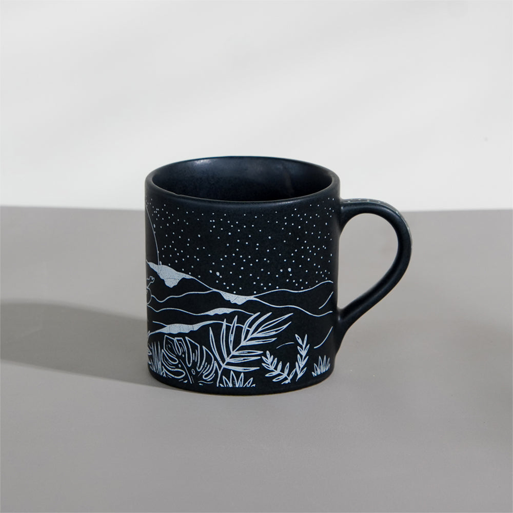 Black - Ceramic Yoga Design Coffee Mug (350ml)