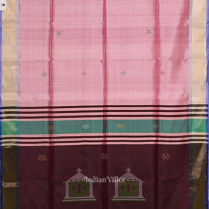 Pink Mulberry Purple Pure Bishnupuri Silk Saree