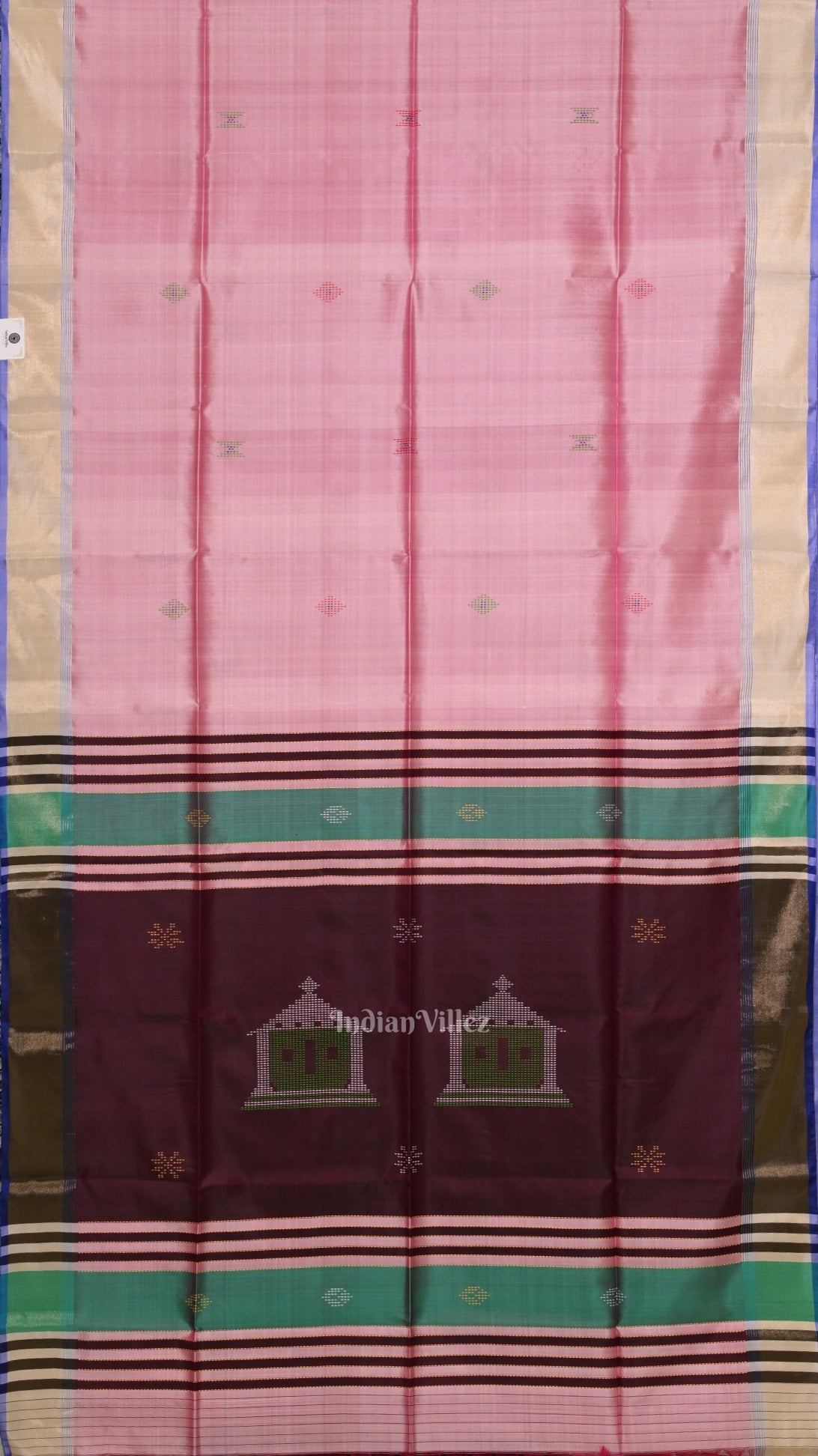 Pink Mulberry Purple Pure Bishnupuri Silk Saree