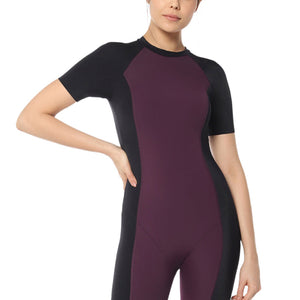 Leg Suit With Sleeves - Chockeberry With Nero