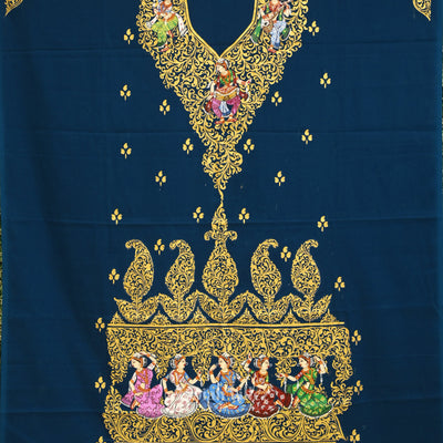 Blue Copper Sulphate Nartaki Theme Pattachitra Kurti Dress Material