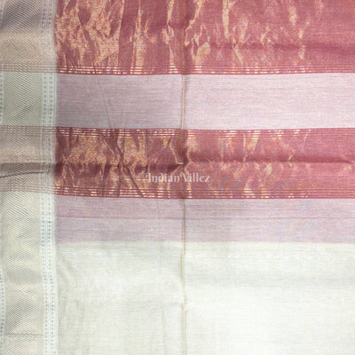 Off White Pure Silk Cotton Maheshwari Saree with Zari Border