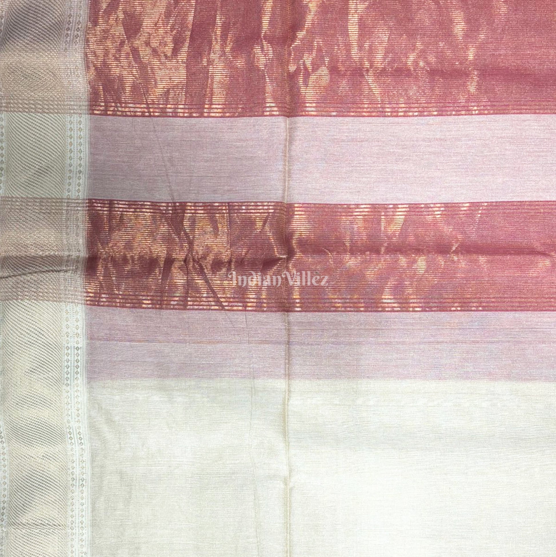 Off White Pure Silk Cotton Maheshwari Saree with Zari Border