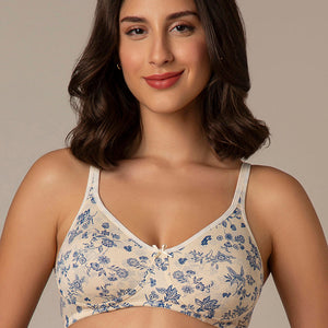 Chic Comfort Non-Padded and Non-Wired Cotton Bra - Floral Print