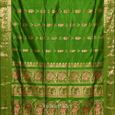 Dark green Handwoven Baluchari Silk Saree