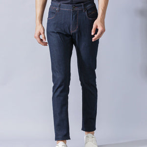 Rare Rabbit Dratt  Navy Jeans Pant Cotton Fabric Slim Fit Button & Zip Closure