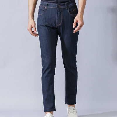 Rare Rabbit Dratt  Navy Jeans Pant Cotton Fabric Slim Fit Button & Zip Closure