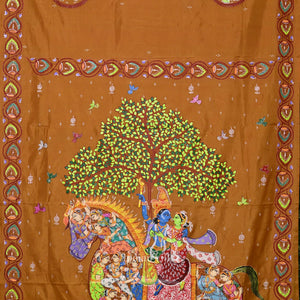 Mustard Yellow Kandarpa Ashwa  Pattachitra Saree