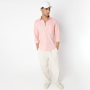 Men's Pink Linen Casual Shirt