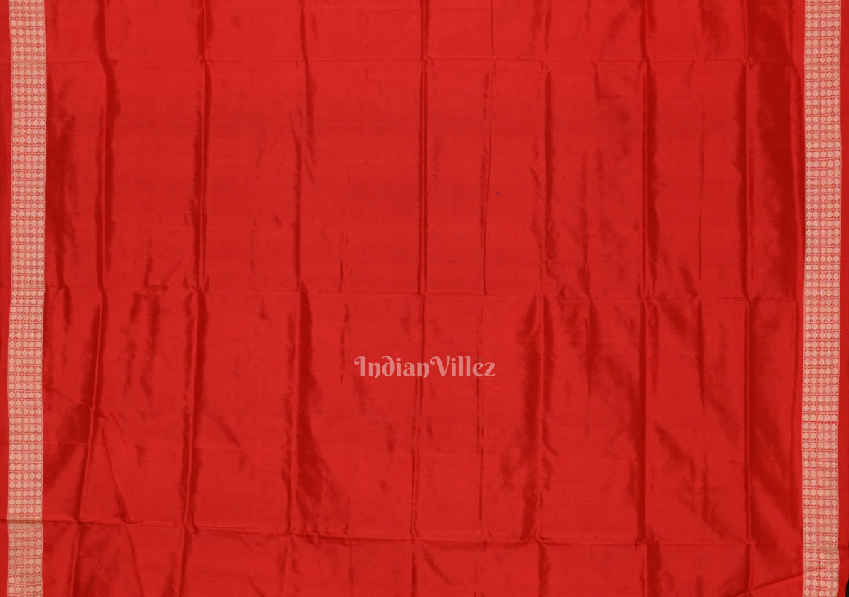 Deep Black Red Tribal Theme Sambalpuri Silk saree