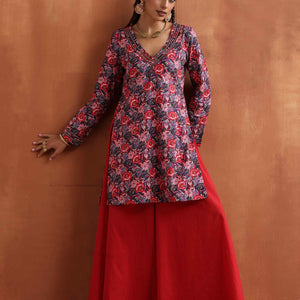 trueBrowns Pink Print Sharara Set