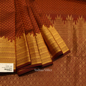 Golden Maroon Pure Kanjivaram Silk Saree