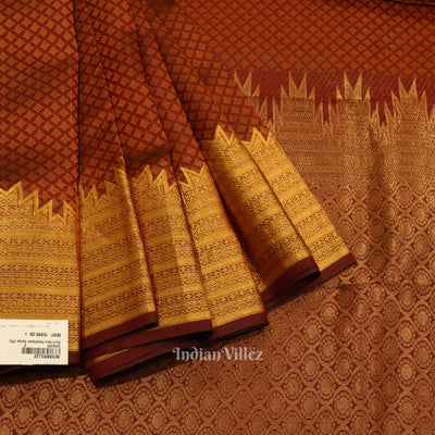 Golden Maroon Pure Kanjivaram Silk Saree