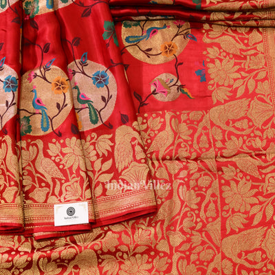 Attractive Bridal Red Banarasi Katan Silk Saree
