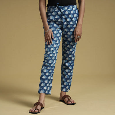 Blue - Dabu Block Printing Cotton Pant