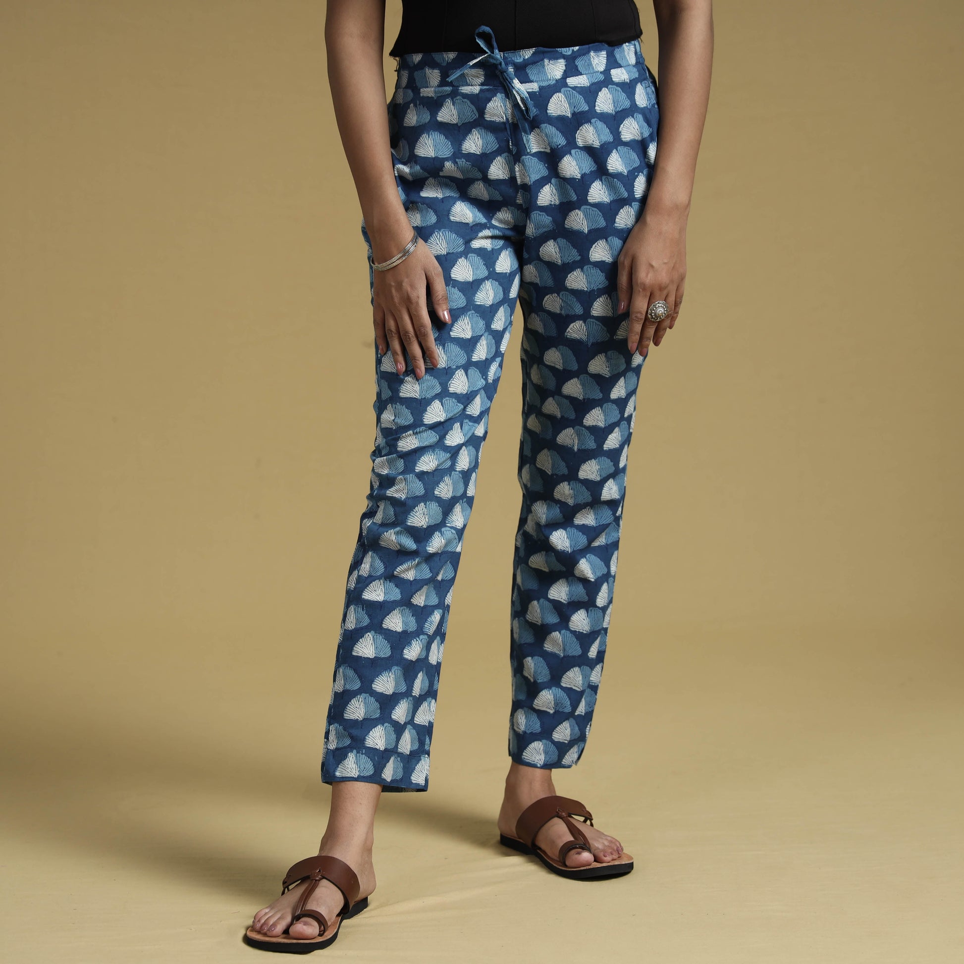 Blue - Dabu Block Printing Cotton Pant