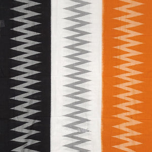 Black White Orange Yellow Maniabandha Cotton Saree