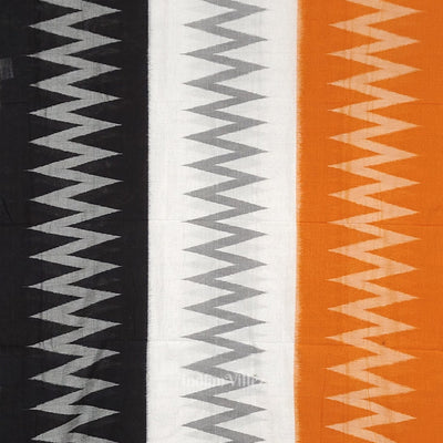 Black White Orange Yellow Maniabandha Cotton Saree