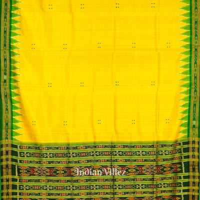 Yellow Butta Design Odisha Ikat Khandua Silk Saree