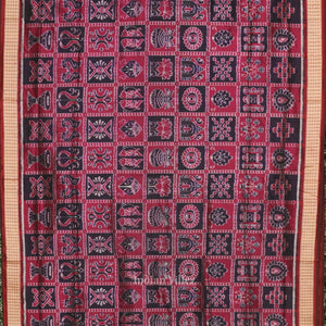 Navy Blue Rani Pink Nabakothi Odisha Ikat Sambalpuri Silk Saree